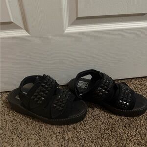 TUK Black Suede Studded Sandals